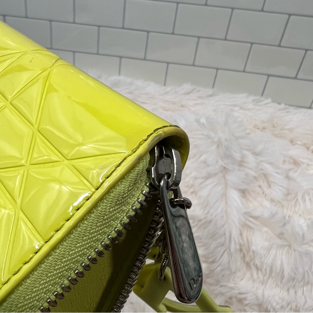 Dior - Yellow Cannage Patent Leather Zip Around Long Wallet - Picture 11 of 11